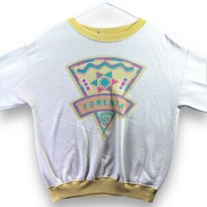 Vintage Forenza Sports Sweatshirt White Yellow Graphic Southwestern 80s 90s‎